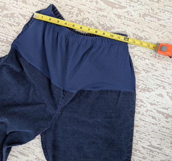 Navy Blue Women's Corduroy Maternity Pants - Picture 10 of 13